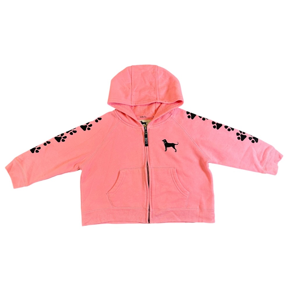 The Black Dog Legacy Collection Pink Paw Print Full Zip Hoodie Sweatshirt 4T